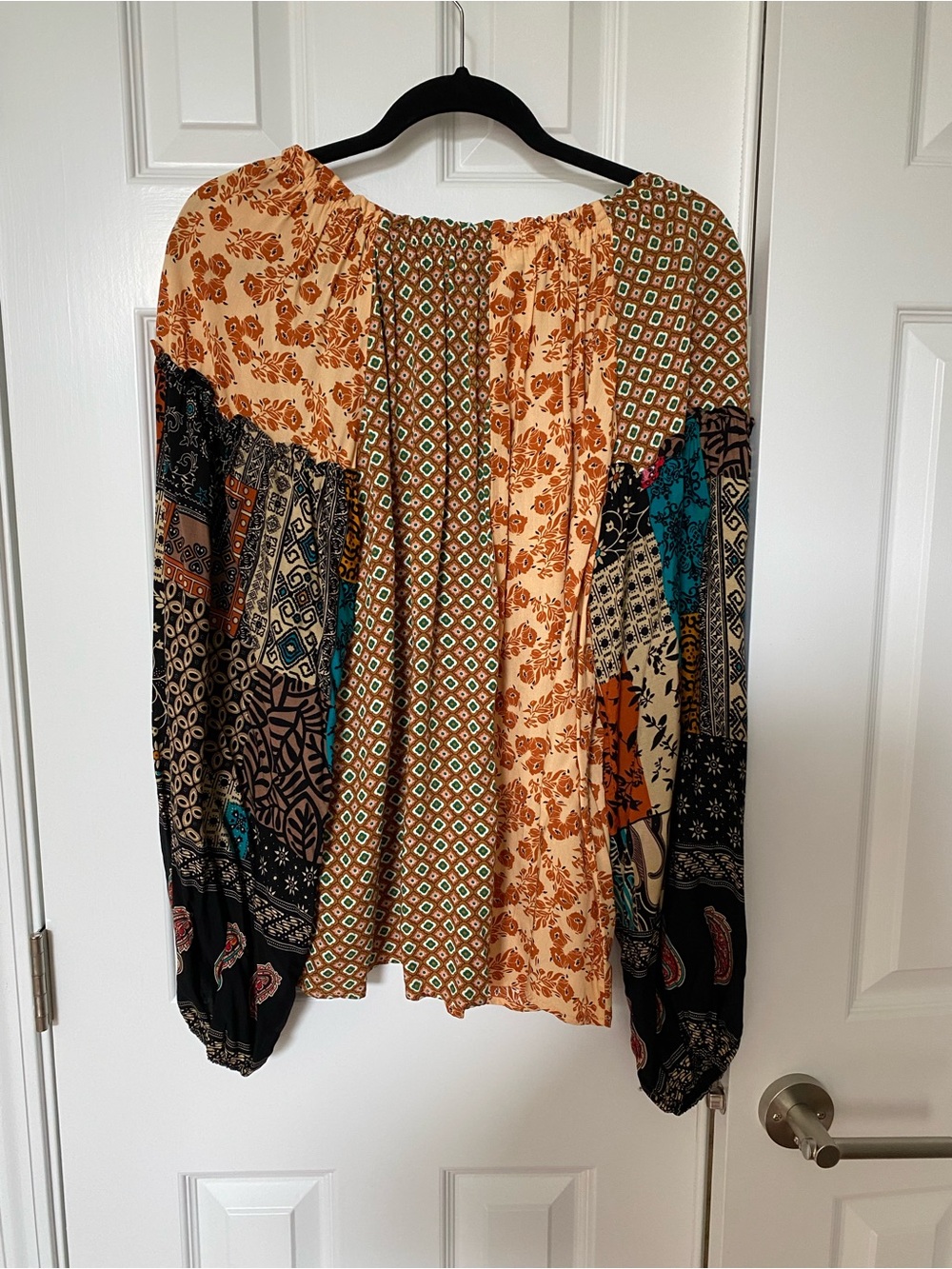 easel Multi-Color Patchwork Peasant Blouse - Picture 2 of 8